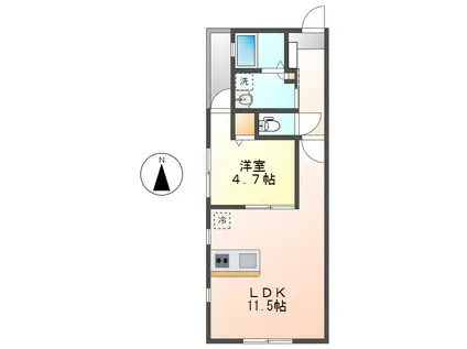 ディベルド中郷(1LDK/2階)の間取り写真