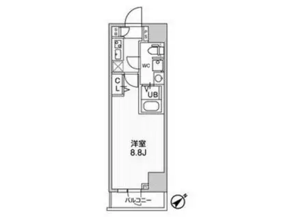 ジェノヴィア浅草Vスカイガーデン(1K/12階)の間取り写真