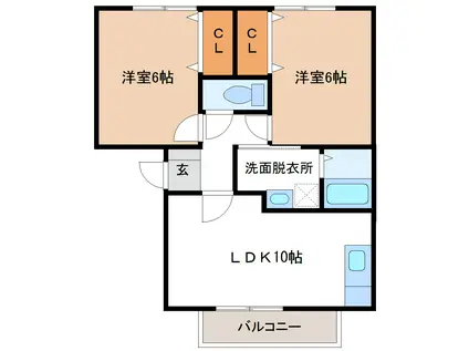 アリアス(2LDK/1階)の間取り写真