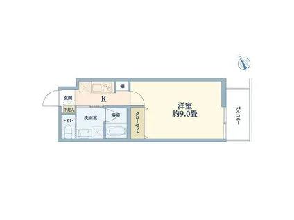 ウェルスクエア吹田(1K/4階)の間取り写真