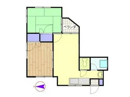 アートフル百合ヶ丘(2DK/2階)の間取り写真