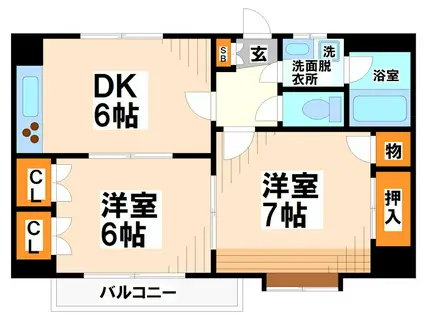 ウエルストンヒルズ(2DK/4階)の間取り写真