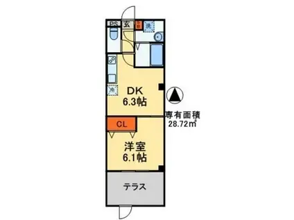 PLAISIR(1DK/1階)の間取り写真