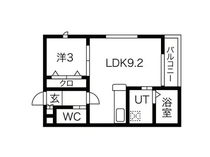 コートスタイル大橋南(1LDK/2階)の間取り写真