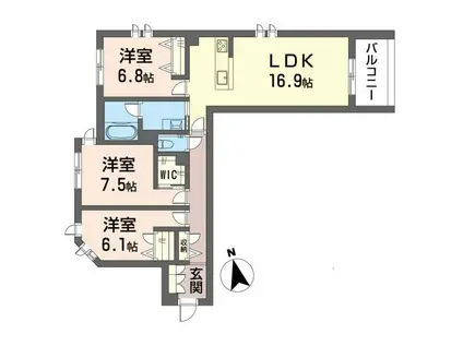 ウィズプラス大船(3LDK/1階)の間取り写真