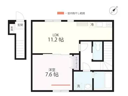 クワイエット クラブ ハウス ミックス 天王町(1LDK/2階)の間取り写真