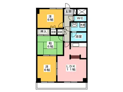 エステート南(3LDK/6階)の間取り写真