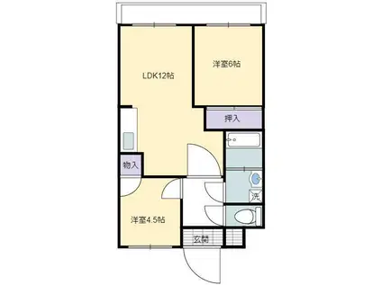 サンライズ清武(2LDK/5階)の間取り写真