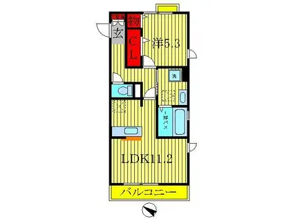 メルベーユおおたかの森 1号棟(1LDK/3階)の間取り写真