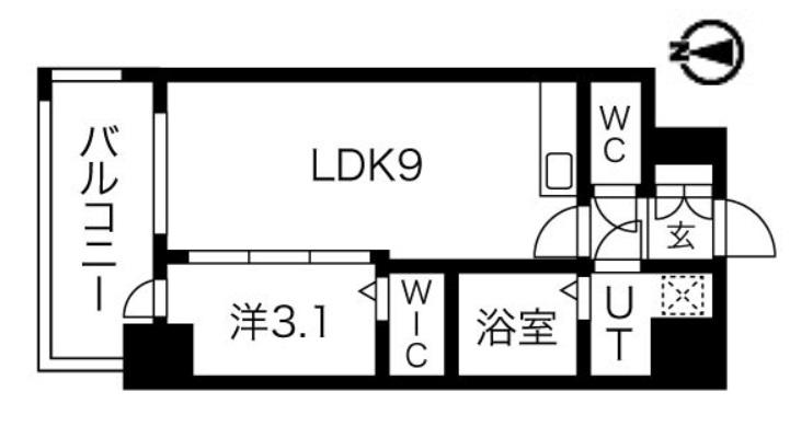 エスグランデ難波グランツ(1LDK/10階)の間取り写真
