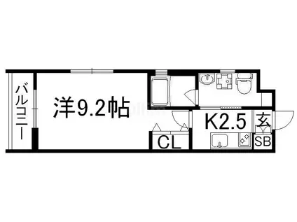 ベラジオ京都駅東II(1K/2階)の間取り写真