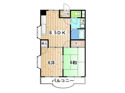 大崎ビル(2DK/3階)の間取り写真