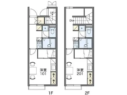 レオパレスピュアII(1K/1階)の間取り写真