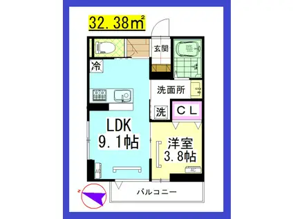 DL レンブランサ湘南台(1LDK/1階)の間取り写真