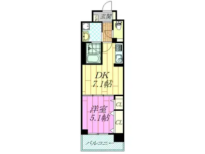 イーグルライズ舞浜(1DK/2階)の間取り写真