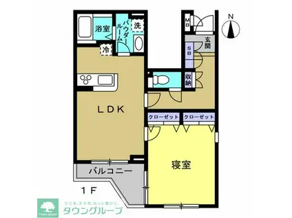 ドゥミルレジデンス(1LDK/1階)の間取り写真