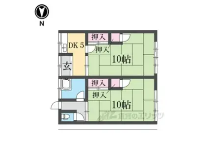 香芝市下田東アパート(2DK/1階)の間取り写真