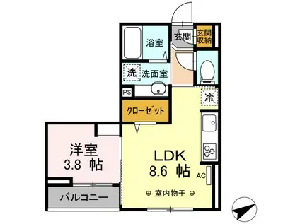CASA FELIZ(1LDK/2階)の間取り写真