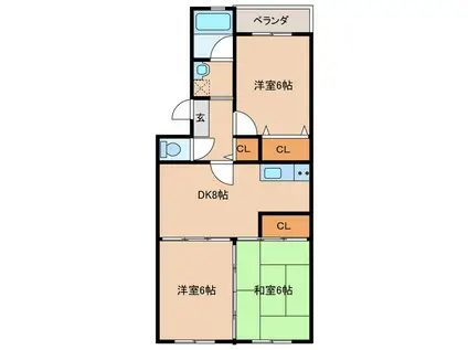 グランメールロリエ(3DK/2階)の間取り写真