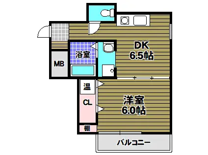 近鉄長野線 喜志駅 徒歩3分 4階建 築21年(1DK/1階)の間取り写真