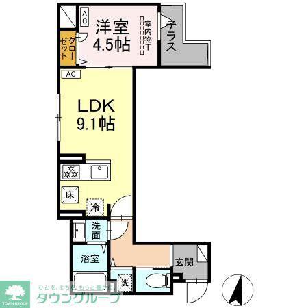 セレスティア大島(1LDK/1階)の間取り写真