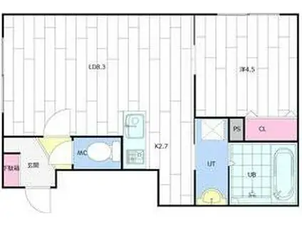 ヒールコートII(1LDK/3階)の間取り写真