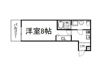 カーサウッド西浦町(1K/2階)の間取り写真