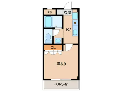 ソルヤード本町(1K/1階)の間取り写真