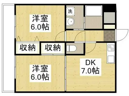 グランダーム新市(2DK/2階)の間取り写真