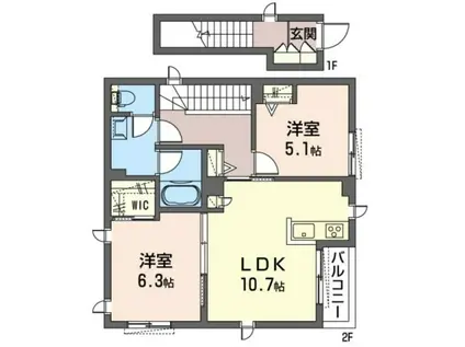 ボヌール・カレ(2LDK/1階)の間取り写真