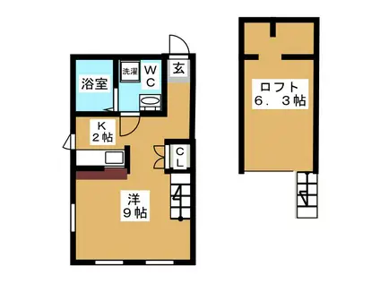 プリマクリージュ(ワンルーム/2階)の間取り写真