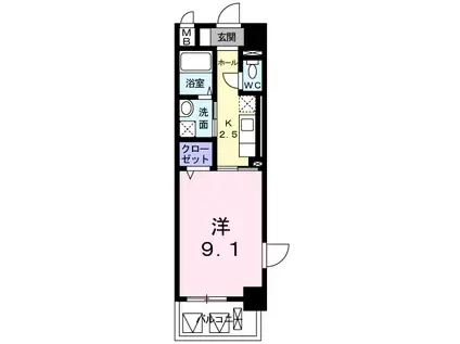 ヴィダ・アルボレス(1K/4階)の間取り写真