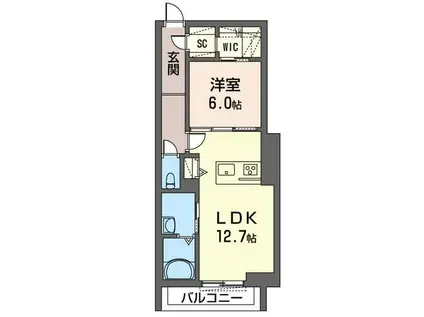 ヒルグラッド(1LDK/3階)の間取り写真