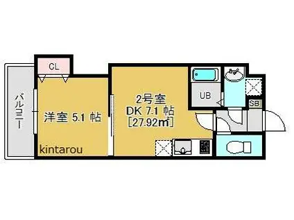 メゾンドティーズ(1DK/4階)の間取り写真