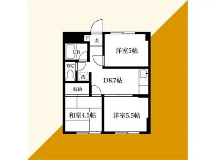 マイキャッスル鶴見I(3DK/1階)の間取り写真