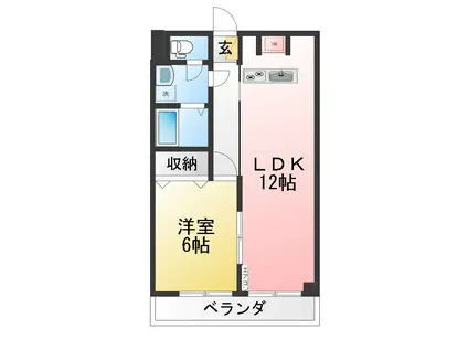 南浦和岡昭マンション(1LDK/3階)の間取り写真