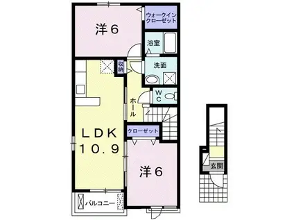 SUN SKY 楠乃C(2LDK/2階)の間取り写真