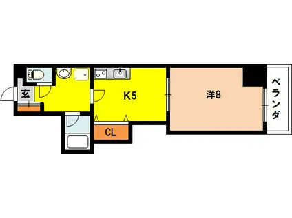 ルメン道後(1K/6階)の間取り写真