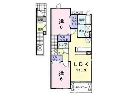 シャンティール(2LDK/2階)の間取り写真