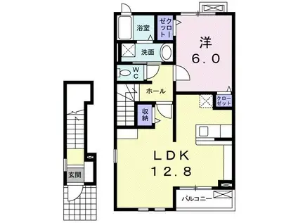 メリットハウス諏訪の森A(1LDK/2階)の間取り写真