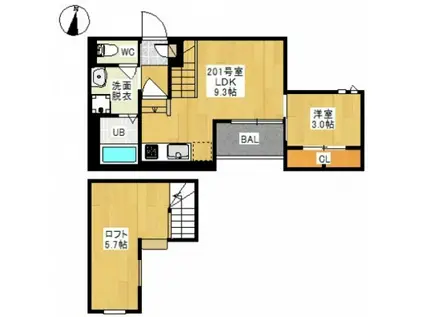 GRANTIC 平井(1LDK/2階)の間取り写真