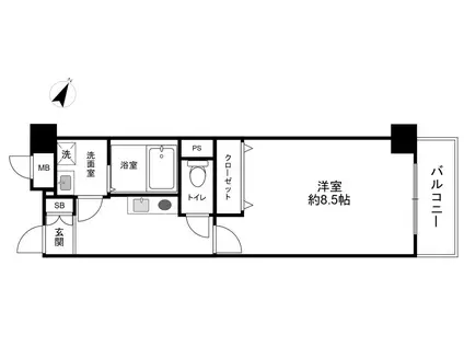 アポリア一王山(1K/2階)の間取り写真