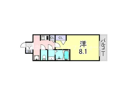 W-STYLE神戸II(1K/2階)の間取り写真