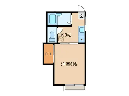 第一コーポ渡部A棟(1K/2階)の間取り写真