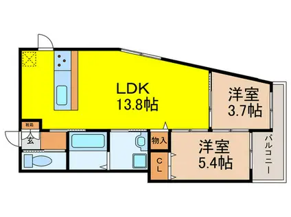 LOHAUS花屋敷駅前(2LDK/1階)の間取り写真