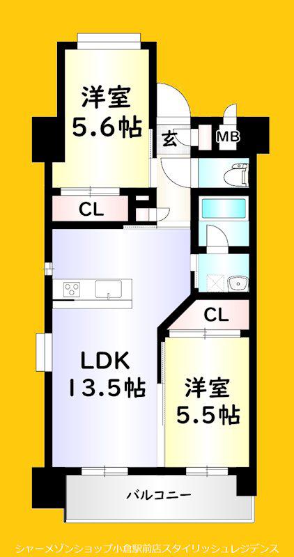 ウィングス西本町(2LDK/3階)の間取り写真
