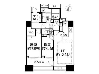 ザ・パークハウス四番町レジデンス(2LDK/8階)の間取り写真