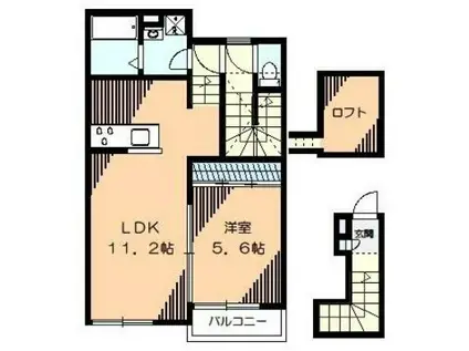 庵Sレラ東庵(1LDK/2階)の間取り写真