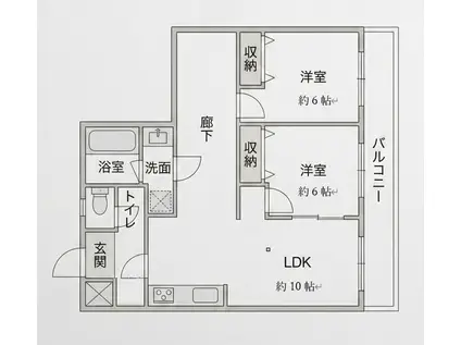 はまなすコーポ(2LDK/3階)の間取り写真