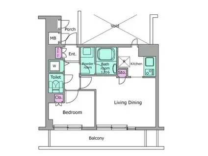 レジディア文京音羽(1LDK/5階)の間取り写真